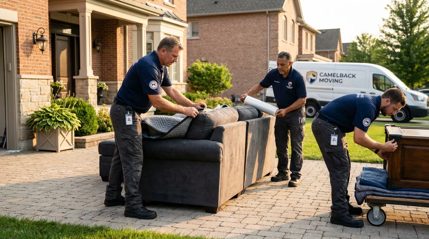 Large estate moving crew wrapping furniture in Lumberton, NC